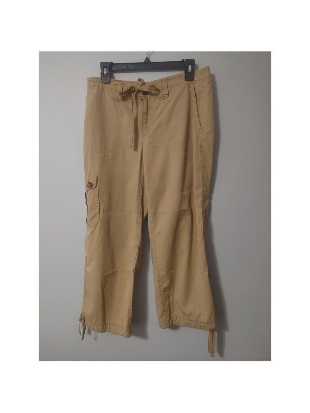 Women's Liz Claiborne Sloane Capri Pants Size 8 Tan Drawstring